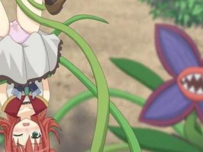 『お漏らし』野ションしようとした瞬間に触手植物に襲われる少女。尿意は納まらず、そのままお漏らししてしまう。
