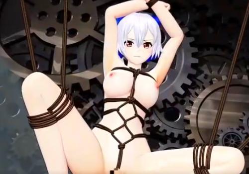【クンニ】全身緊縛拘束された巨乳美女がおマンコクンニされながらアナルも犯され2穴凌辱レイプ！！