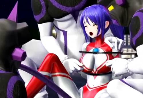 【美少女】敵から拘束された巨乳美少女ヒーローがおっぱい乳首を弄られながらなが～い舌でおマンコ舐められ感じちゃう♡