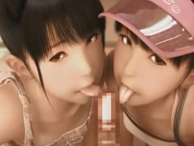 《3Dエロアニメ》可愛いロリ美少女たちが巨根をフェラ奉仕後にロリマンコにガン突きピストンされて中出しぶっかけ！！