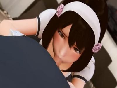 【美少女】人妻とは思えないぐらい童顔美少女メイドがご主人の勃起チンポをお口でぺろぺろご奉仕して濃厚ザーメンごっくん♡♡