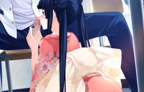 【巨乳】着物姿のロリ美少女が膝まづいて男のちんぽをペロペロ手コキフェラでご奉仕♡