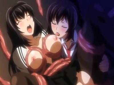 《巨乳》触手の痴女に拘束されて襲われる女子校生♡蠢く触手にマンコを犯されてアヘ顔絶頂イキしちゃう^_^