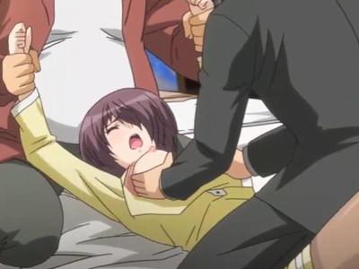 屈強な男二人に捕らえられては、か弱い女は抵抗虚しく肉便器になるしか無かった。巨乳とヴァギナを無断使用されて少女は散ります