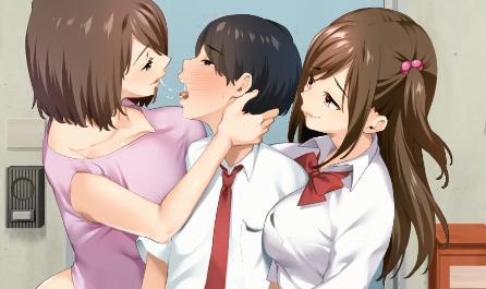【女子校生】巨乳制服JKと淫乱お姉さんから迫られて逆レイプでザーメン限界まで搾り取られちゃう思春期男子高校生♡♡