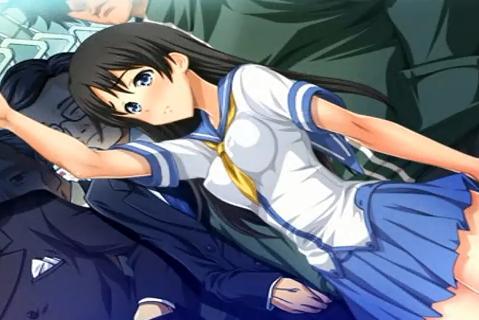 大人しそうな制服JKが満員電車で変態おやじから痴漢レイプされてお尻や体を触られてビクビク感じちゃう！！