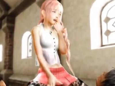 《3DCG》FF13のセラが濃厚セックスでガンガン突かれてトロ顔に♥激しいピストン責めに快楽イキ絶頂！！