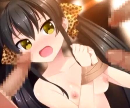 両手をガムテープで拘束されたちっぱい美少女が大人チンポを目の前で扱かれ濃厚ザーメンをぶっかけられちゃう♥♥