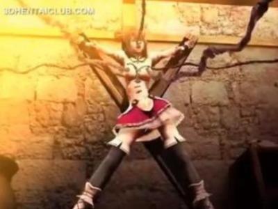 【3Dエロ】高潔なプリンセスが磔拘束されて全身を触手陵辱！