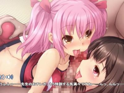 【乱交】先生のおチンポ好きすぎなロリ少女二人がスク水で誘惑してくる！