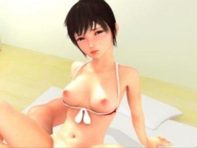 ちっぱいを紐ビキニで際立たせて誘惑するとはなんてイヤらしい妹だ！大好きなお兄ちゃんの前で淫乱全開♥