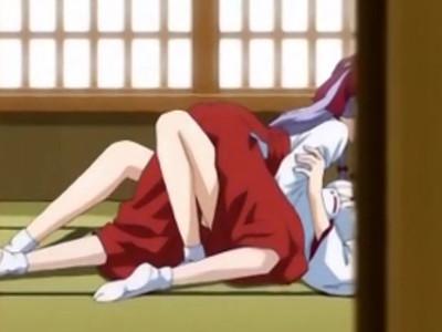 【レズ】巫女のお姉さんのエロエロラブラブレズセックスにたまらずチンポしごいて発射！！