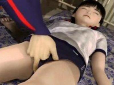 意識のない幼女のマンスジをつつーっと楽しむ変態教師★膣も子宮も勝手にいじくりまわして痙攣絶頂♥
