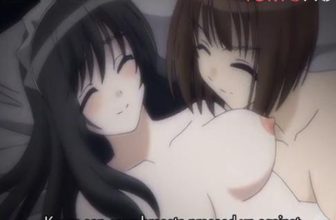 色白おっぱい美女たちがおっぱい乳首を舐め合い弄り合いつつマンコをガン突きされて中出しセックス♥♥