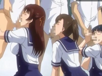 【乱交】右のおっぱい、左のおっぱい別々の男に吸わせて乱交セックスに興じる変態女子高生