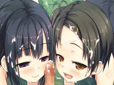 【スク水】二人のスク水ロリっ子との野外ダブルフェラ♡