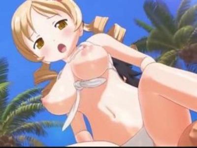 彼氏とビーチで青姦中出しキメちゃうえっちなマミさん♥ロリ巨乳のパイパンサイコー！