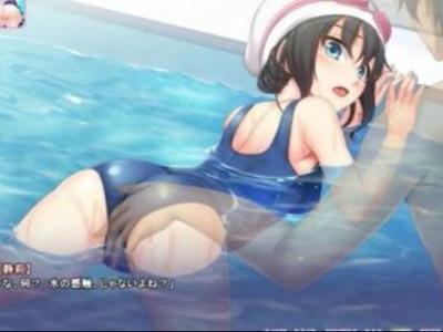 清楚なスク水美少女が授業中に透明人間チンポに処女貫通！バックで突かれて中出しされてイキ♥