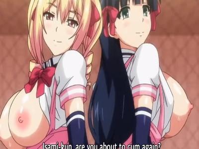【ショタ】爆乳のおっぱいメイドふたりに前後挟まれてショタチンポシコシコされちゃう！！