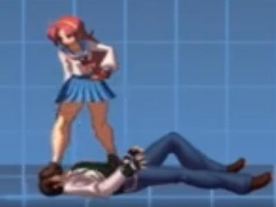 【ドS】格ゲーの名物ヒロインがひらひらスカートのままで顔面足蹴にする！