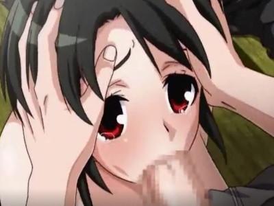 【フェラ】涙目の美少女の頭をつかんでそのまま無理やりのイラマチオ！最後はぶっかけまくり！