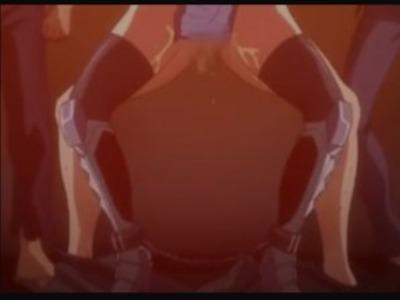 気の強い美人くノ一が立ちバックのまま大量チンポでレイプされてガニ股ガクガク漏らしイキ！