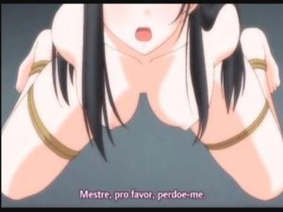 黒髪美少女が吊るされ膣とアナルに刺された極太バイブの刺激にガクガクで縄が食い込むハード調教