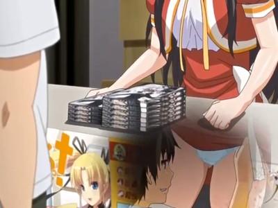 売り子の女子をこっそり愛撫♡アヘ顔接客で売り上げ倍増♡
