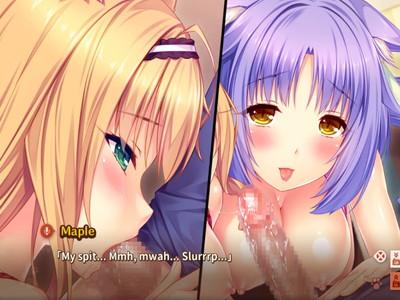 【３P】おっぱい大きい猫娘ふたりとのラブラブ乱交セックス♡
