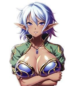 エロゲ―　何だかんだ言ってチンコのザーメンが欲しい巨乳おっぱいダークエロフ　チンポ咥えまくり