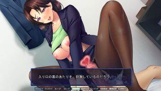 エロゲ―　部屋で女教師と騎乗位SEX　止まらない腰使いに中出しザーメン種付け　黒下着とストッキングがエロい