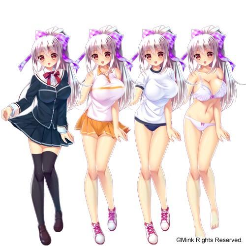 エロゲー　巨乳で可愛い美少女生徒が、人通りのある廊下で透明チンポ挿入。案外スケベな美少女