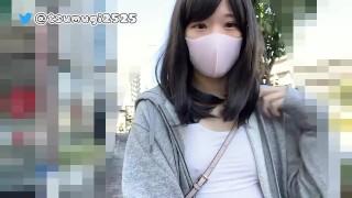ノーブラパイスラッシュ状態で胸ポチしながら町を闊歩する素人女性