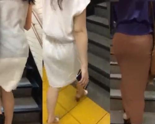 【盗撮】《街撮り》ケツがエロい女をひたすら撮影し続ける！タイトスカートからパンティラインクッキリの美尻OLに密着！