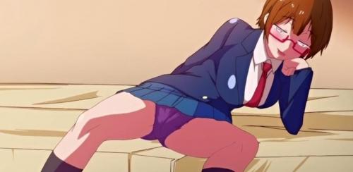 メガネ巨乳美少女JKがパンモロ誘惑！勃起チンポでお預け状態からオナニーを見せ付ける痴女