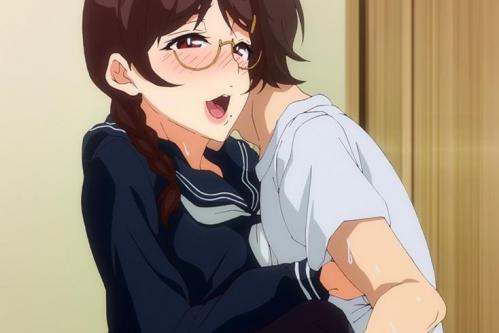 メガネ巨乳美少女JKが中出し着衣セックス！トイレで前面立位で突き上げピストンされるサキュバス