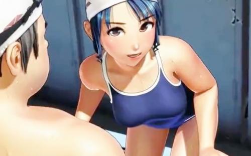 スク水美少女が更衣室で男根をしゃぶりつく！お尻を擦り付けてから挿入して連続ピストン！