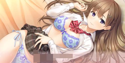 巨乳美少女JKがイチャラブセックス！ベッドに横たわり下着を見られ恥じらう