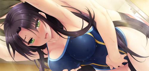 スクール水着を着た爆乳美少女が中出しセックス！水着越しに体を触られ興奮してくる彼女