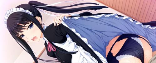 黒髪のポニーテール美少女がメイドにコスプレして着衣セックス！