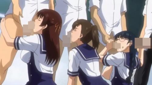 巨乳美少女JKが教室で乱交セックス！男子のチンポを手コキフェラする女子校生