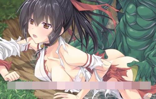 美少女の巫女が河童に立ちバック連続ピストンされ中出し膣内射精！