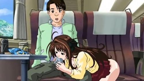 巨乳美女が電車の中でノーパン誘惑！足コキして勃起した男根をフェラでザーメン口内射精！