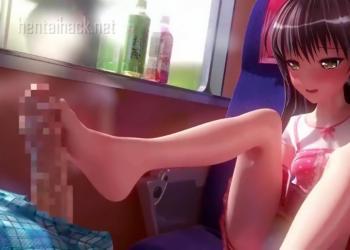 《近親相姦》お出かけ中に電車内で妹にチンポを脚でご奉仕してもらう