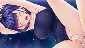 夜の学校でスク水美少女と大胆に野外セックスしちゃう