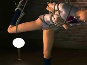 《3DCG》制服を来たちっぱいの女の子が縄で拘束されやりたい放題されてしまう