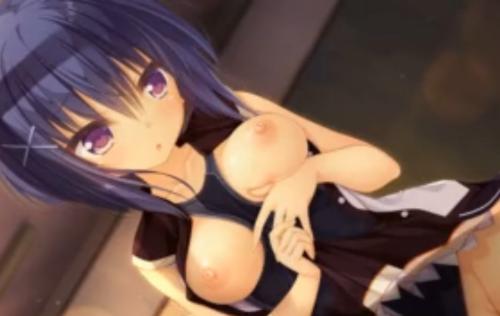 教室でスク水からおっぱい露出しちゃう変態女