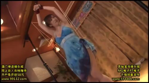 『拘束』巨乳素人娘がセクシーな衣裳に着替えて両手制限！スカート巾着クイズにチャレンジ！時間が経つにつれスカートが巻き上げられ！