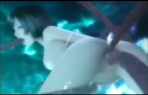 巨乳美女が触手にアナルまで犯される♥