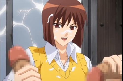 茶髪のショートヘアの女子校生がちんぽ握ってしこしこしちゃう！
